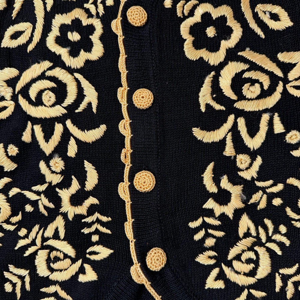 Arriviste Black Gold Embroidered Sweater Vest‎ M 90s Vtg Boho Coquette Folk Art - Picture 4 of 6